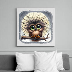 printfashion Kócos bagoly - Vászonkép - Fehér (15767129)