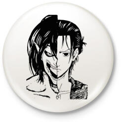 printfashion Attack on Titan Eren - Kitűző, hűtőmágnes - Fehér (6106308)