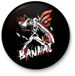 printfashion Bleach Ichigo Bankai - Kitűző, hűtőmágnes - Fekete (16449385)