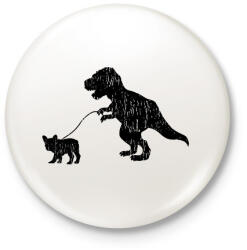 printfashion Trex kutyát sétáltat - Kitűző, hűtőmágnes - Fehér (14023055)