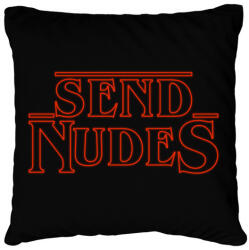 printfashion Send Nudes - Stranger things meme - Párnahuzat, Díszpárnahuzat - Fekete (5669258)