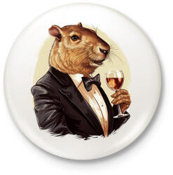 printfashion Capybara borral - Kitűző, hűtőmágnes - Fehér (14055185)