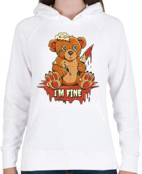 printfashion Maci jól vagyok, I am fine - Női kapucnis pulóver - Fehér (11535668)