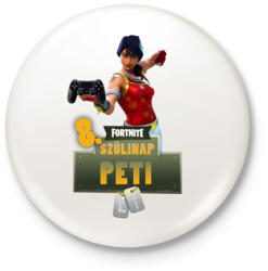 printfashion Fortnite születésnap - Kitűző, hűtőmágnes - Fehér (3081167)