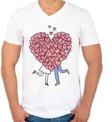 printfashion Szerelmes pár - Férfi V-nyakú póló - Fehér (11880199)