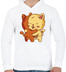 printfashion Macska ölelés - Férfi kapucnis pulóver - Fehér (6118101)