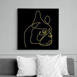 printfashion Boston terrier - vonalas - Vászonkép - Fekete (7101290)