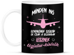 printfashion A legjobbak lesznek légiutas-kísérők - Bögre - Fekete (7687591)