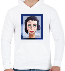 printfashion Face in Blue - Férfi kapucnis pulóver - Fehér (6074374)
