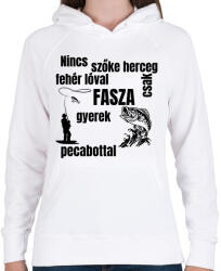 printfashion Nincs szőke herceg fehér lóval csak fasza gyerek pecabottal - Női kapucnis pulóver - Fehér (7637262)