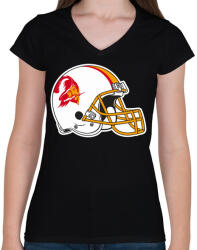 printfashion 80's Buccaneers Helmet - Női V-nyakú póló - Fekete (4584079)