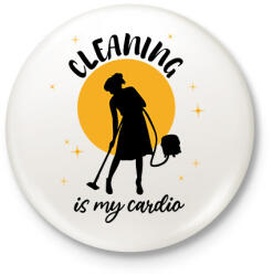 printfashion Cleaning is my cardio - Kitűző, hűtőmágnes - Fehér (9285376)