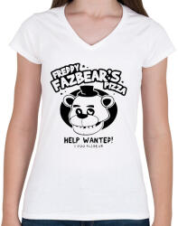 printfashion Freddy Fazbears pizza - Női V-nyakú póló - Fehér (14886217)