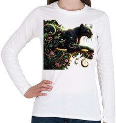 printfashion Fekete párduc2 - Női hosszú ujjú póló - Fehér (14777477)
