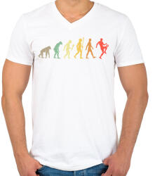 printfashion Foci Evolúció - Férfi V-nyakú póló - Fehér (5412170)