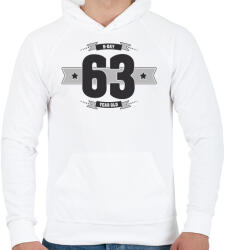 printfashion b-day-63-dark-lightgrey - Férfi kapucnis pulóver - Fehér (514254)