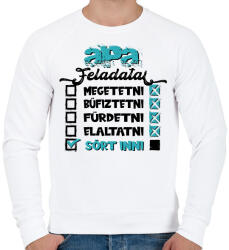 printfashion Apa feladatai - fekete szöveggel - Férfi pulóver - Fehér (16136577)