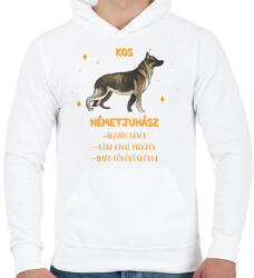 printfashion Kos - Németjuhász - Férfi kapucnis pulóver - Fehér (13344013)