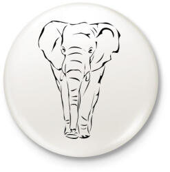 printfashion Elefánt - Kitűző, hűtőmágnes - Fehér (3081505)