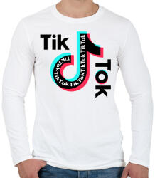 printfashion Tik Tok - Férfi hosszú ujjú póló - Fehér (5379623)