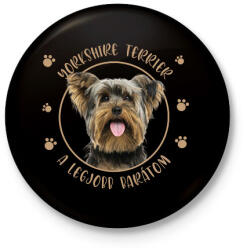 printfashion Yorkshire terrier - Legjobb barát - Kitűző, hűtőmágnes - Fekete (7177500)