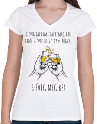 printfashion 8 évig jártam egyetemre - Női V-nyakú póló - Fehér (3669687)