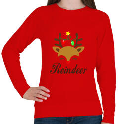 printfashion Rénszarvas/Reindeer - Női pulóver - Piros (11123476)