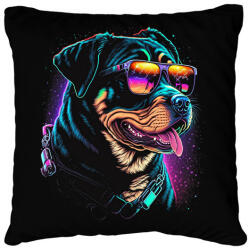 printfashion Retro Rottweiler - Párnahuzat, Díszpárnahuzat - Fekete (14259819)
