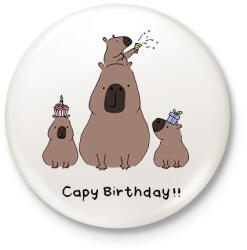 printfashion Capy birthday - Kitűző, hűtőmágnes - Fehér (13673278)