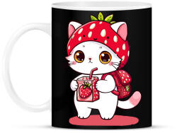 printfashion Cuki szamóca cica - Bögre - Fekete (15994765)