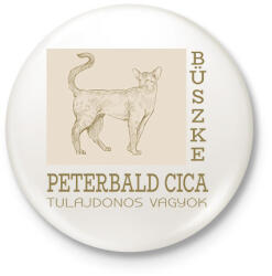 printfashion Büszke cica tulajdonos - Peterbald - Kitűző, hűtőmágnes - Fehér (6308876)