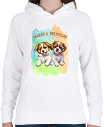 printfashion kutyusok párban - Női kapucnis pulóver - Fehér (16558640)