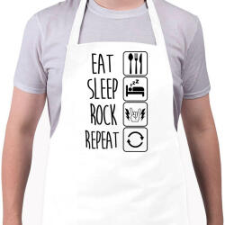 printfashion Eat Sleep Rock Repeat 2 - Kötény - Fehér (4905277)