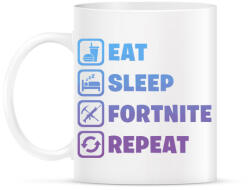 printfashion Eat-Sleep-Fortnite-Repeat - Bögre - Fehér (937754)