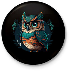 printfashion Hipszter Bagoly - Kitűző, hűtőmágnes - Fekete (13087997)