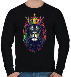 printfashion Oroszlán király koronával - Férfi pulóver - Fekete (13288989)
