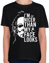 printfashion I'm nicer than my face looks - Gyerek póló - Fekete (16765862)