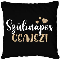 printfashion szülinapos csajszi - Párnahuzat, Díszpárnahuzat - Fekete (6042402)