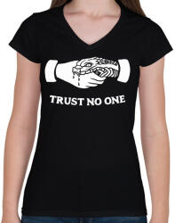 printfashion Trust no one! - Női V-nyakú póló - Fekete (2362284)