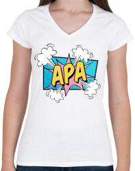 printfashion Apa - Női V-nyakú póló - Fehér (11808155)
