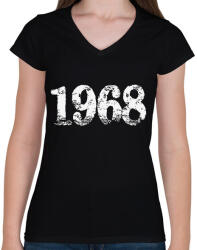 printfashion 1968 - Női V-nyakú póló - Fekete (6191859)