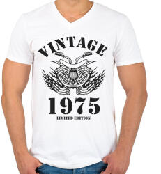 printfashion 1975 - Férfi V-nyakú póló - Fehér (6215163)