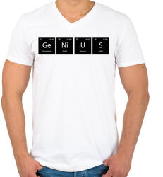printfashion GeNiUS (periódusos rendszer) - Férfi V-nyakú póló - Fehér (11474441)