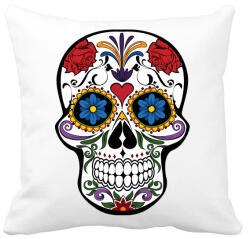 printfashion Fehér, piros és lila calavera illusztráció - Párnahuzat, Díszpárnahuzat - Fehér (4725213)