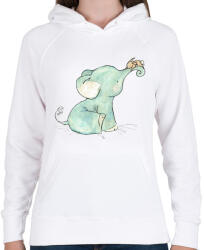 printfashion Cut Elephantbaby - Női kapucnis pulóver - Fehér (1617017)