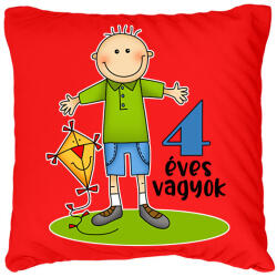 printfashion 4 éves vagyok" kisfiúknak - Párnahuzat, Díszpárnahuzat - Piros (13456796)