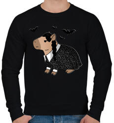 printfashion Wednesday capybara fehér körvonal - Férfi pulóver - Fekete (14235061)