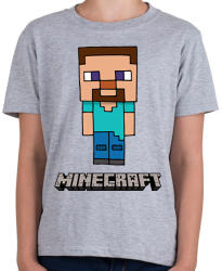 printfashion Minecraft - Steve - Gyerek póló - Sport szürke (2446483)
