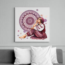 printfashion Fiatal lány népies ruhában - Vászonkép - Fehér (15913069)