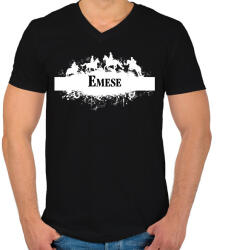 printfashion Lovas minta - Névvel, fehér - Férfi V-nyakú póló - Fekete (6323634)
